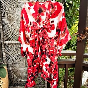 Red Scarf kimono topper